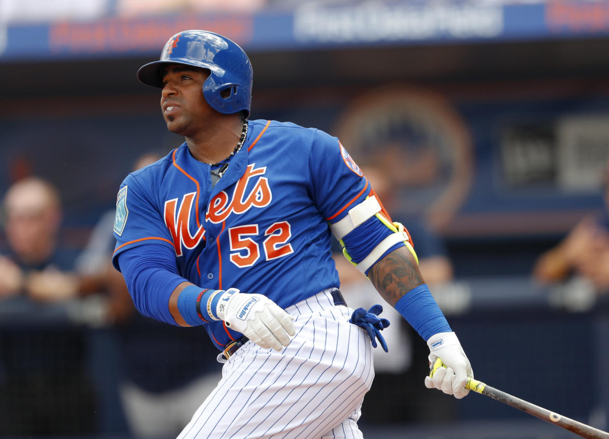 New York Mets outfielder Yoenis Cespedes should outperform his fantasy draft slot. (AP Photo/John Bazemore)