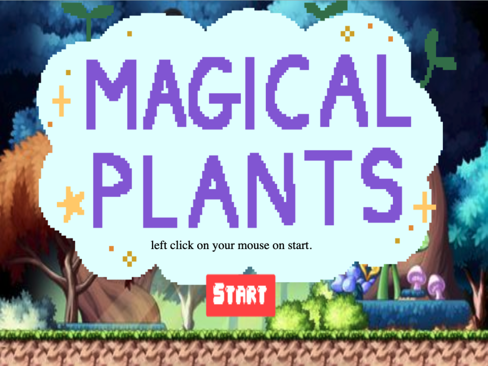 Title page of Katie Foti’s original game Magical Plants, which she calls “Stardew Valley meets Animal Crossing meets Minecraft.” (Girls Make Games)