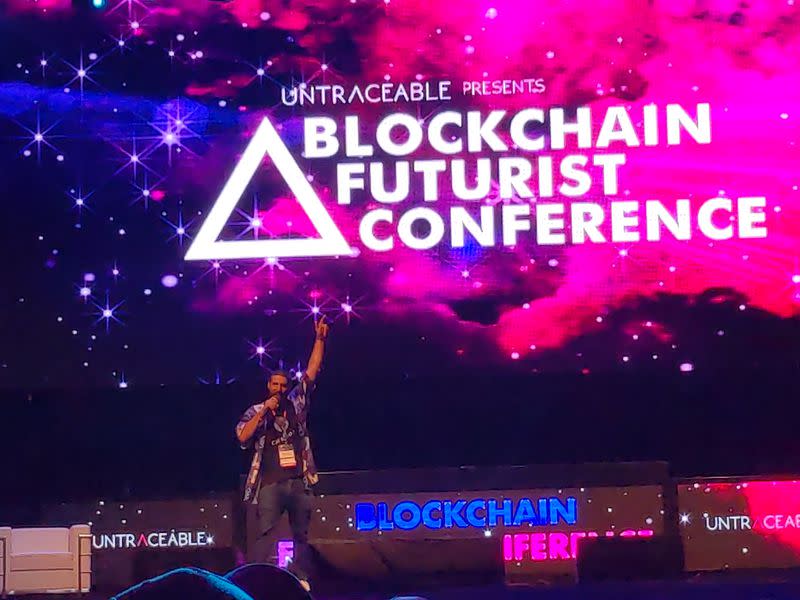 Cosmos co-founder Ethan Buchman spits fire at the Blockchain Futurist Conference in Toronto (Aoyon Ashraf/CoinDesk)