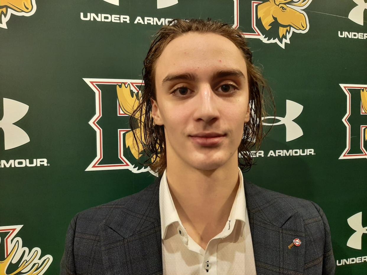 Halifax Mooseheads forward Lou Lévesque, 17, says the death of his mother has made him realize how blessed he is to play hockey. (Richard Woodbury/CBC - image credit)
