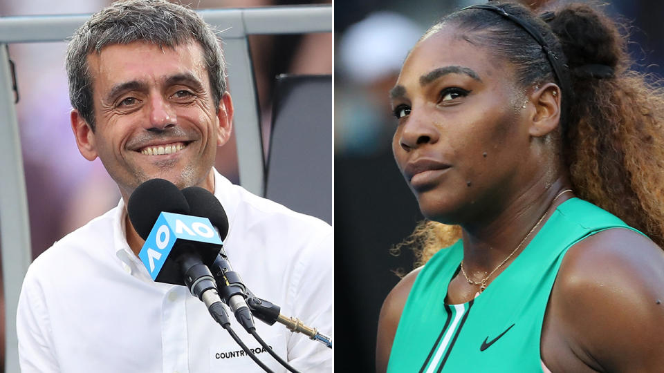 Carlos Ramos and Serena Williams. Image: Getty