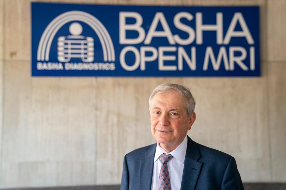 Dr. Yahya Basha of West Bloomfield and other Arab American leaders met on May 21, 2024, with former Trump administration official Richard Grenell and Trump's son-in-law at a meeting in Troy. Basha is pictured here at his Basha Diagnostics office in Royal Oak in June 2022.