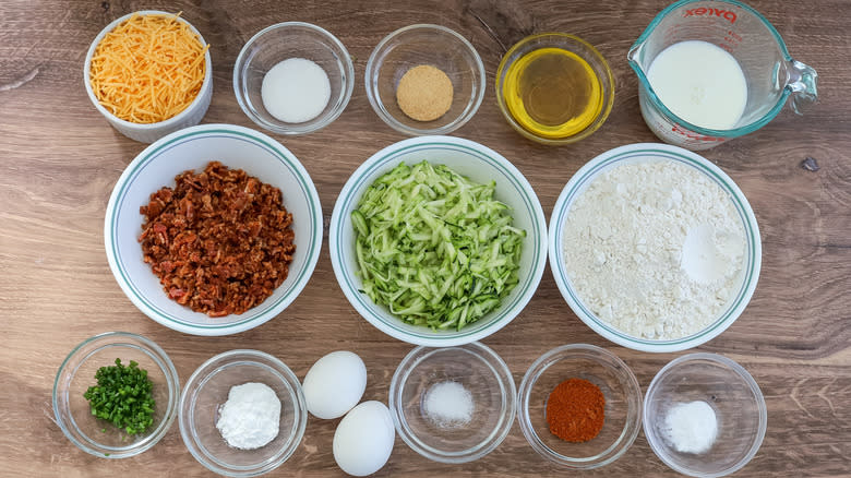 ingredients for cheesy bacon muffins