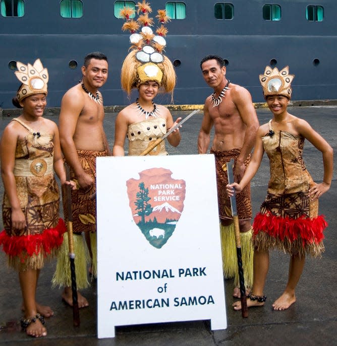 Traditional Samoan attire is worn for ceremonies.