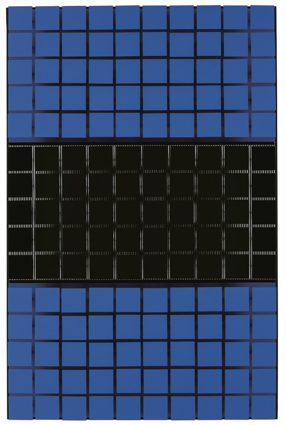 “Cobalto negro central”, 1976, 142 X 93 X 15 cm. Foto André Morain, Archives Soto/Cortesía Ascaso Gallery, Miami