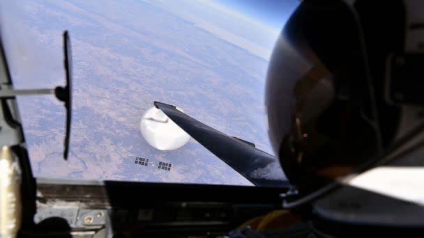 PHOTO: A U.S. Air Force pilot looked down at the suspected Chinese surveillance balloon as it hovered over the Central Continental United States, Feb. 3, 2023. (Courtesy of the Department of Defense)