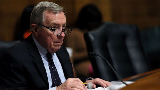 PHOTO: U.S. Senate Judiciary Committee Chairman Dick Durbin takes part in the U.S. Senate Judiciary Committee hearing on President Joe Biden's judicial nominees on Capitol Hill, Jan. 25, 2023, in Washington. (Leah Millis/Reuters)