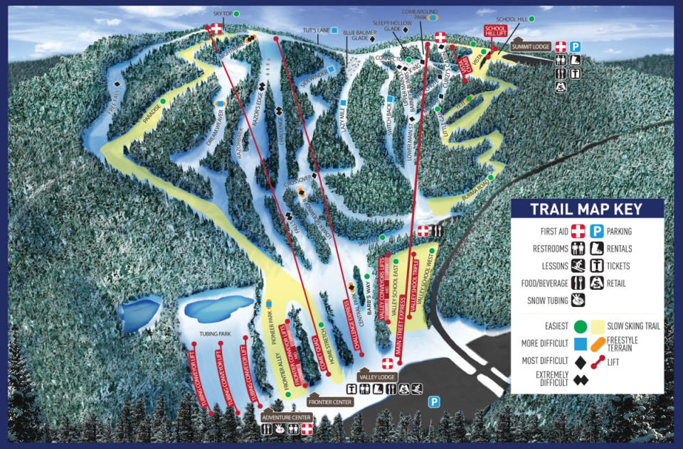 Blue Mountain trail map. <a href="https://www.skibluemt.com/winter-sports/skiing-snowboarding/trail-map/" rel="nofollow noopener" target="_blank" data-ylk="slk:Courtesy of Blue Mountain.;elm:context_link;itc:0;sec:content-canvas" class="link ">Courtesy of Blue Mountain. </a>