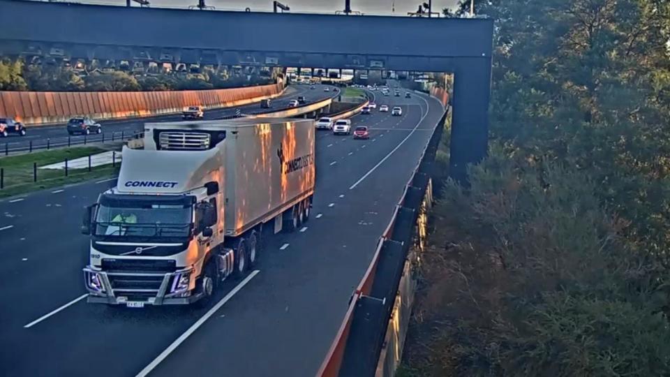 A Connect Logistics truck crashed into four police officers on the Eastern Freeway on April 22, 2020.