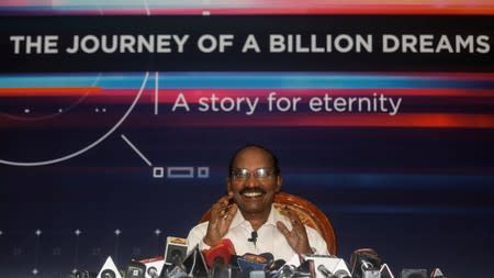 Kailasavadivoo Sivan, chairperson of the Indian Space Research Organization (ISRO), attends a news conference at its headquarters in Bengaluru