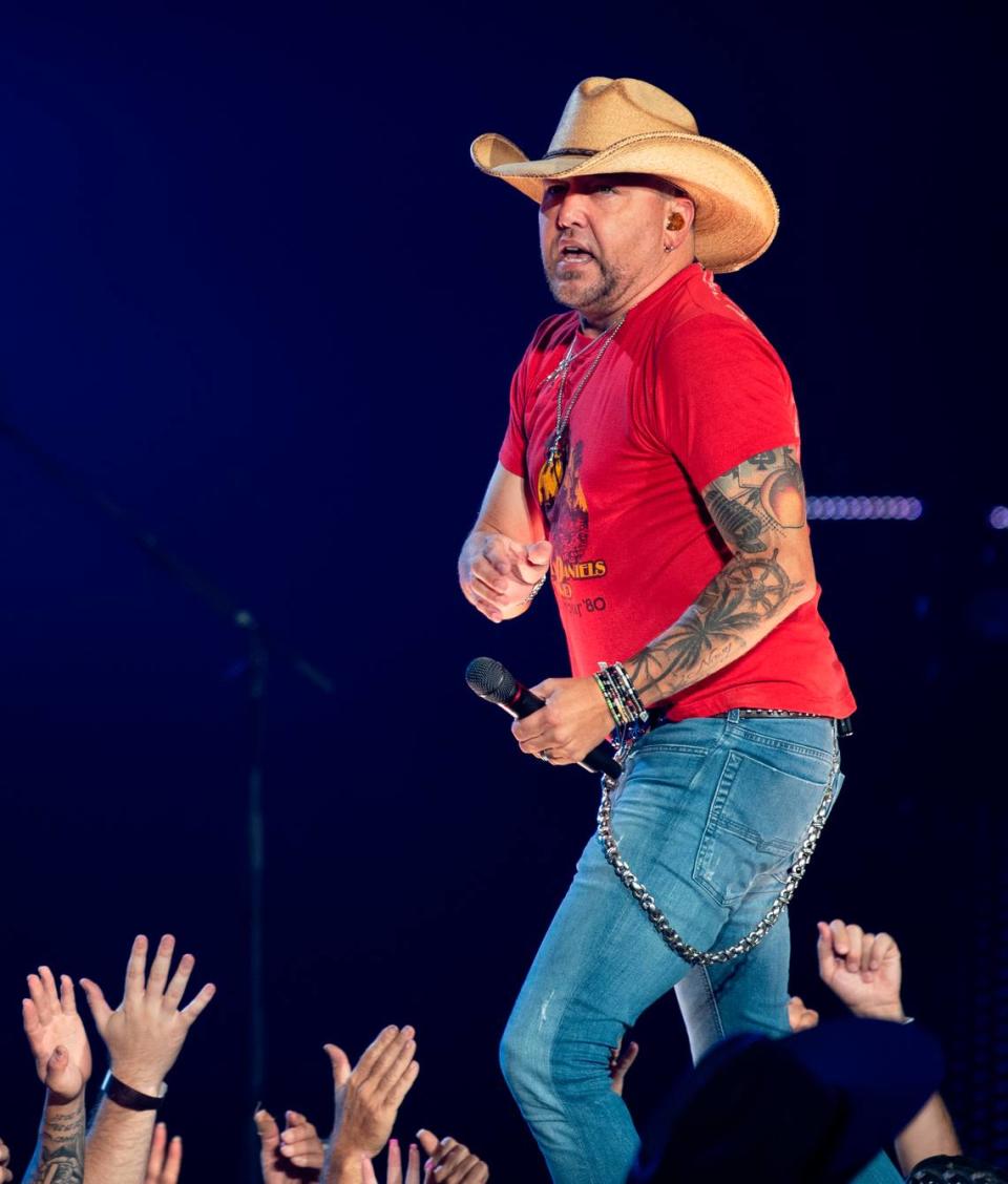 Jason Aldean plays Raleigh, N.C.’s Coastal Credit Union Music Park at Walnut Creek, Friday night, Aug. 11, 2023.