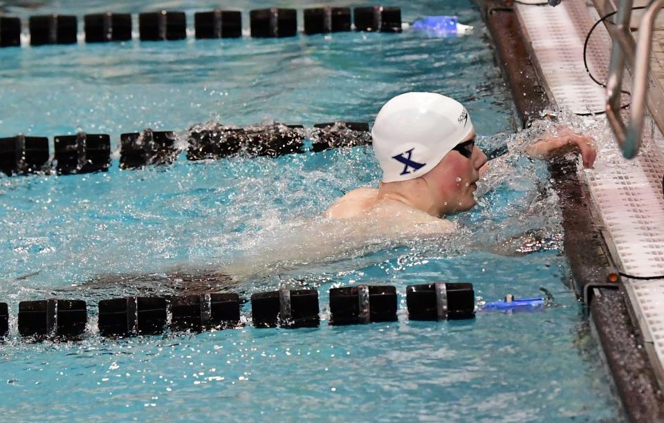 Thackston McMullan placed first for St. Xavier in the boys 500 freestyle at the 2023 Division I Ohio High School Athletic Association Swimming and Diving Championships, Feb. 25, 2023.