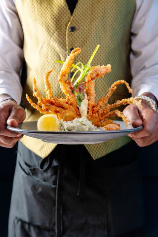 <p>Cedric Angeles</p> The Hallelujah Crab, fried soft-shell crab with seafood stuffing, Creolaise sauce, and tartar mashed potatoesâ€¨is a specialty at Jubans.