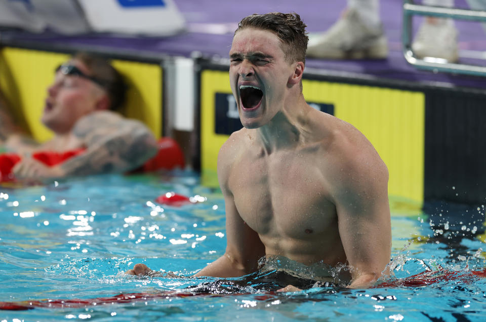 James Wilby, pictured here celebrating as Adam Peaty looks on dejected.