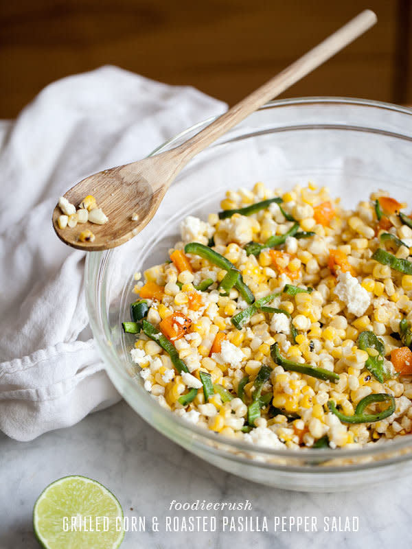 <strong>Get the <a href="http://www.foodiecrush.com/2012/08/grilled-corn-pasilla-pepper-salad-recipe/" target="_blank">Grilled Corn And Pasilla Pepper Salad</a> recipe from FoodieCrush</strong>