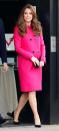 Kate has worn this $2,470 (£1,500) hot pink Mulberry coat on numerous occasions and has been commended for her recycling of expensive items.