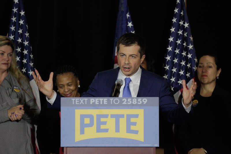 U.S. Democratic presidential candidate and former South Bend Mayor Pete Buttigieg speaks to supporters in Las Vegas