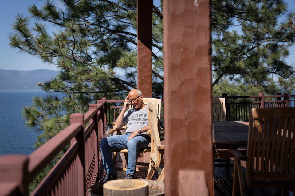 Jack Hanna takes a nap in the sun on the deck of his home overlooking Flathead Lake in Bigfork, Mont. on May 2, 2023. Jack was diagnosed with Alzheimer’s in October 2019. One symptom is sundown syndrome, which causes increased confusion in the evening resulting in staying up late into the night. Jack’s wife, Suzi, says he frequently stays up until 3 or 4 a.m. and sleeps past noon.