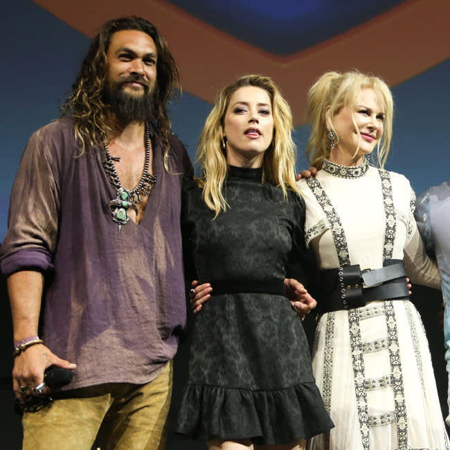 Jason Momoa, Amber Heard y Nicole Kidman durante la promoción de 'Aquaman' credit:Bang Showbiz