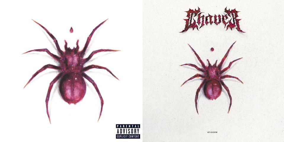 Doja Cat's original 'Scarlet' album cover and Chaver's 'Of Gloom' album cover