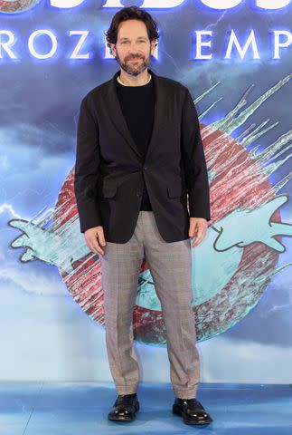 <p>Tim P. Whitby/Getty</p> Paul Rudd at 'Ghostbusters: Frozen Empire' photocall in London