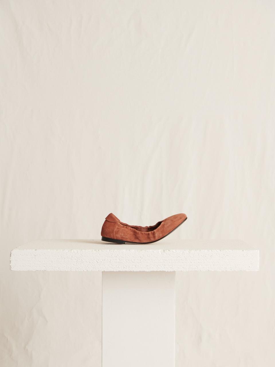 <p><strong>Yvonne Kone</strong></p><p>yvonnekone.com</p><p><strong>2200.00</strong></p><p><a href="https://www.yvonnekone.com/collections/new-in/products/olivia-ballerina-terracotta?variant=37893186748586" rel="nofollow noopener" target="_blank" data-ylk="slk:Shop Now;elm:context_link;itc:0;sec:content-canvas" class="link ">Shop Now</a></p><p>These suede scrunch ones will feel like a second skin around your toes.</p>