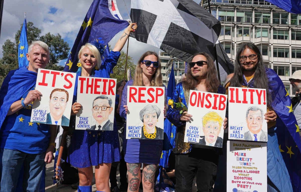 Protesters claimed Brexit had “broken” British politics (PA)