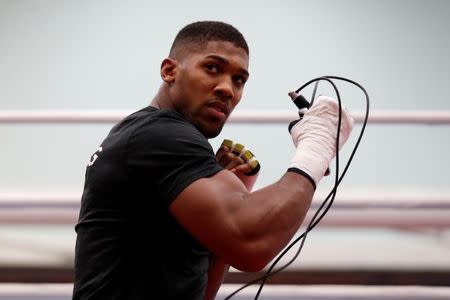 Boxing - Anthony Joshua Media Work Out - Sheffield, Britain - October 17, 2017 Anthony Joshua during the work out Action Images via Reuters/Matthew Childs