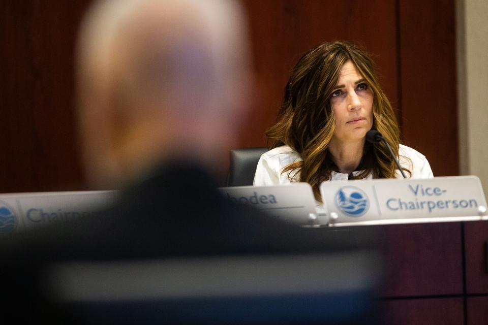 Commissioner Sylvia Rhodea sits during an Ottawa County Board of Commissioner's meeting Tuesday, March 14, 2023, in West Olive.