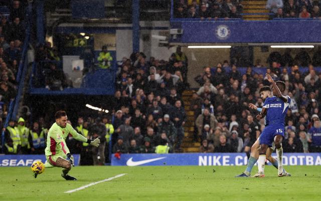 London, England, February 27th 2022: Chelsea football club and Nike logo on  a wall at Stamford