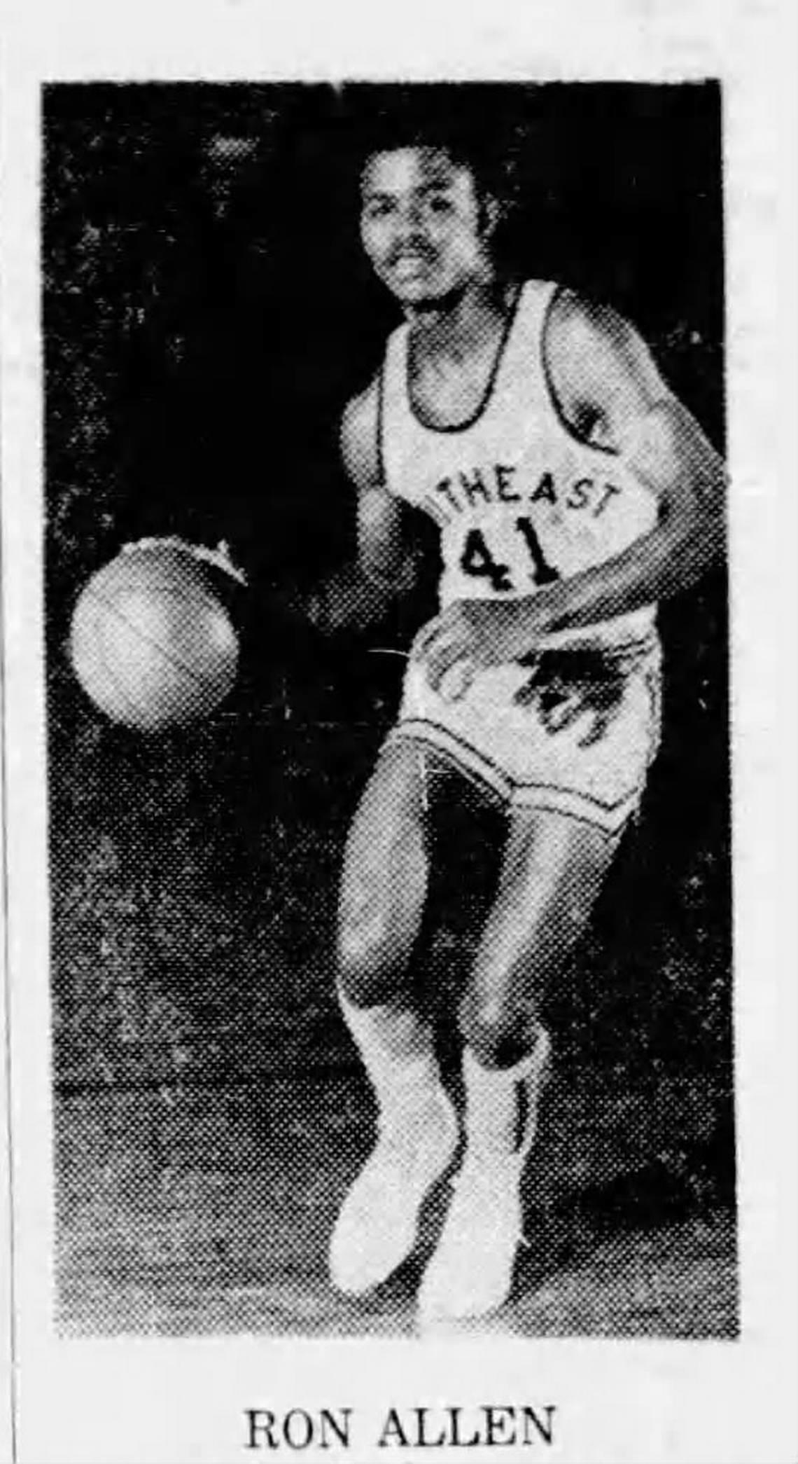 Ron Allen as a senior on the Southeast high school basketball team in 1970.