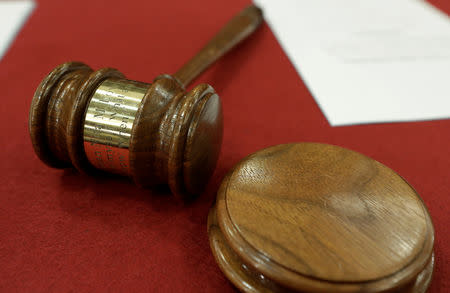 The personalized gavel of House Appropriations Committee Chairwoman Nita Lowey (D-NY), serving as the Chairwoman of a bipartisan group of U.S. lawmakers from both the U.S. Senate and U.S. House of Representatives, is seen at the start of their first public negotiating session over the U.S. federal government shutdown and border security on Capitol Hill in Washington, U.S. January 30, 2019. REUTERS/Yuri Gripas