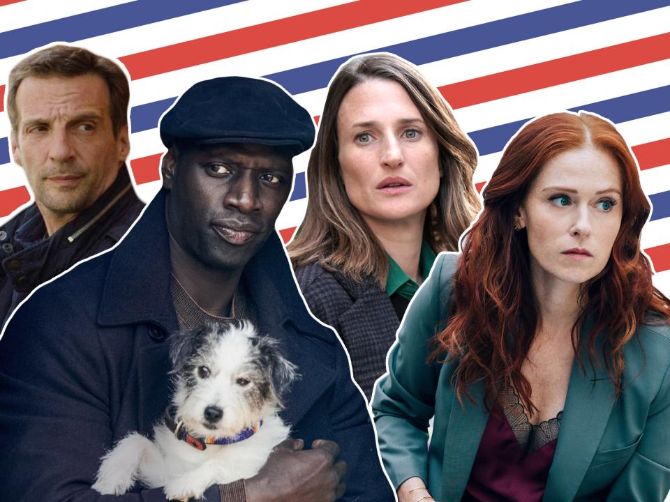 Stars de la télévision! Mathieu Kassovitz in ‘Le Bureau’, Omar Sy in ‘Lupin’, Camille Cottin in ‘Call My Agent!’ and Audrey Fleurot in ‘Spiral’ (Amazon/Netflix/BBC/Canal+)