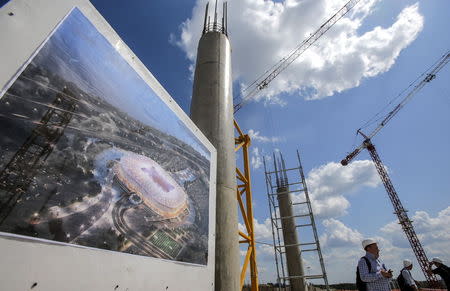 The construction site of the new soccer stadium in the city of Rostov-on-Don, Russia, July 14, 2015. REUTERS/Maxim Shemetov