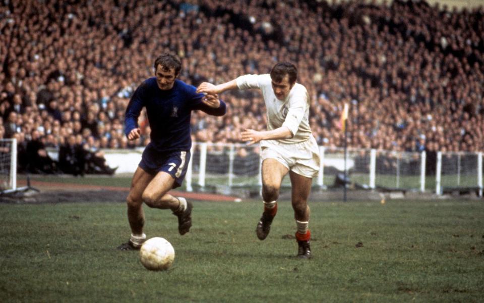 Cooper takes on Tommy Baldwin of Chelsea during the 1970 FA Cup final - Peter Robinson/EMPICS Sport