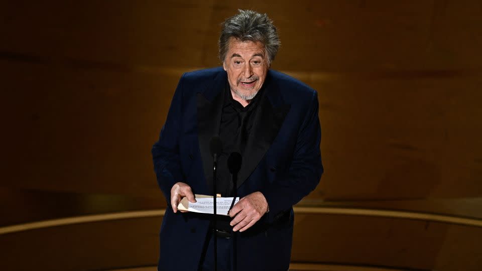 Al Pacino presents the award for Best Picture onstage during the 96th Annual Academy Awards at the Dolby Theatre in Hollywood, California on March 10. - Patrick T. Fallon/AFP/Getty Images