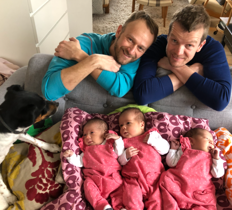 Bjarke Damm, Lars Lundgaard Hansen, and their three daughters