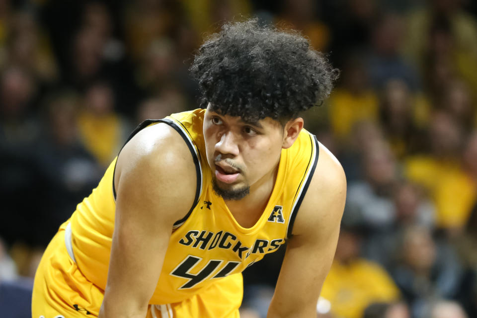 WICHITA, KS - JANUARY 18: Wichita State Shockers forward Isaiah Poor Bear-Chandler (44) in the first half of an AAC basketball game between the Houston Cougars and Wichita State Shockers on January 18, 2020 at Charles Koch Arena in Wichita, KS. (Photo by Scott Winters/Icon Sportswire via Getty Images)