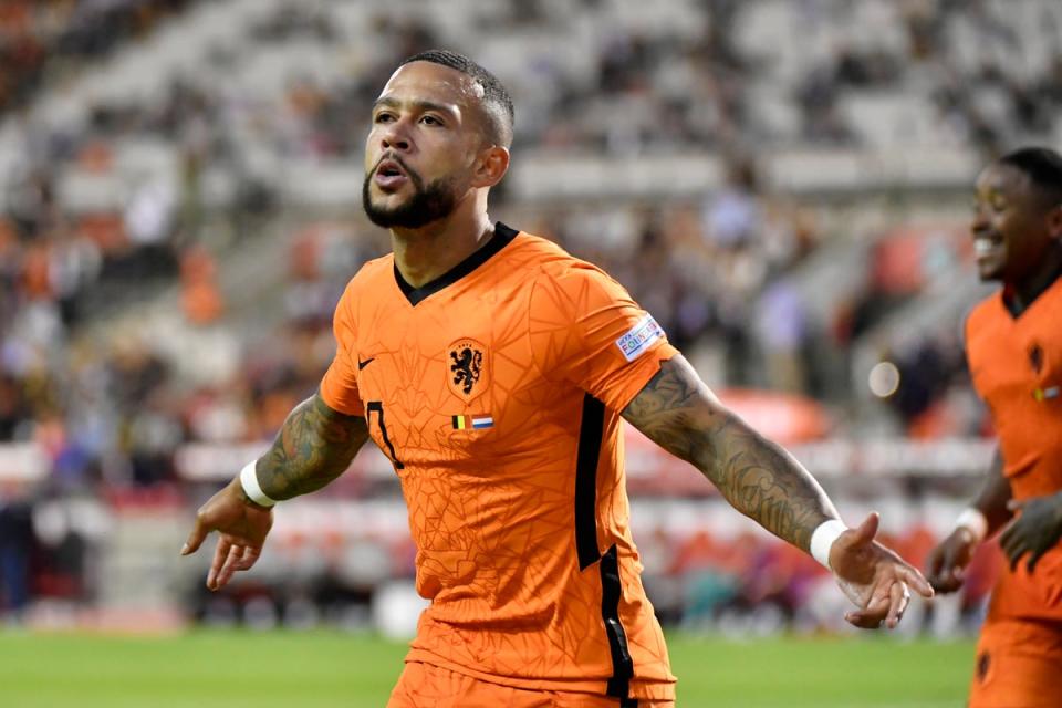 Memphis Depay scored in Holland’s 4-1 Nations League victory over Belgium on Friday (Geert Vanden Wijngaert/AP) (AP)