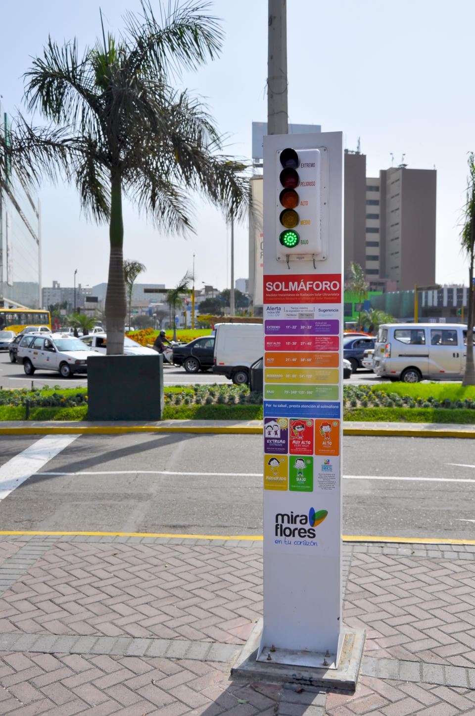 Un solmáforo instalado en Lima (Getty Images)