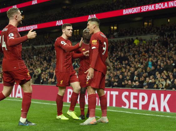Roberto Firmino and Liverpool celebrate at Tottenham (Getty)