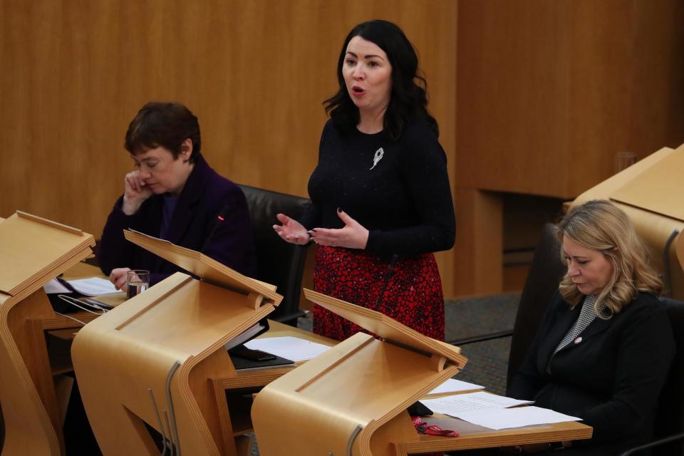 Monica Lennon MSP speaks in the debating chamber during the Period Products Bill (PA)