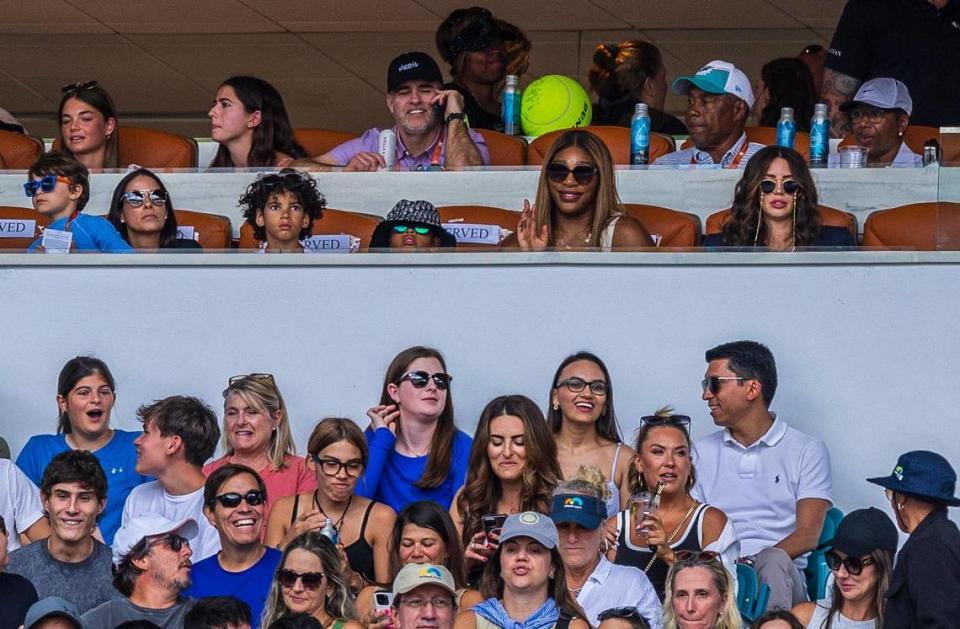 Tennis legend Serena Williams attends the match between Jannik Sinner, of Italy vs Daniil Medvedev, of Russia during the men’s single men’s semifinals at the Miami Open tennis tournament, on Friday, March 29, 2024. Pedro Portal/pportal@miamiherald.com