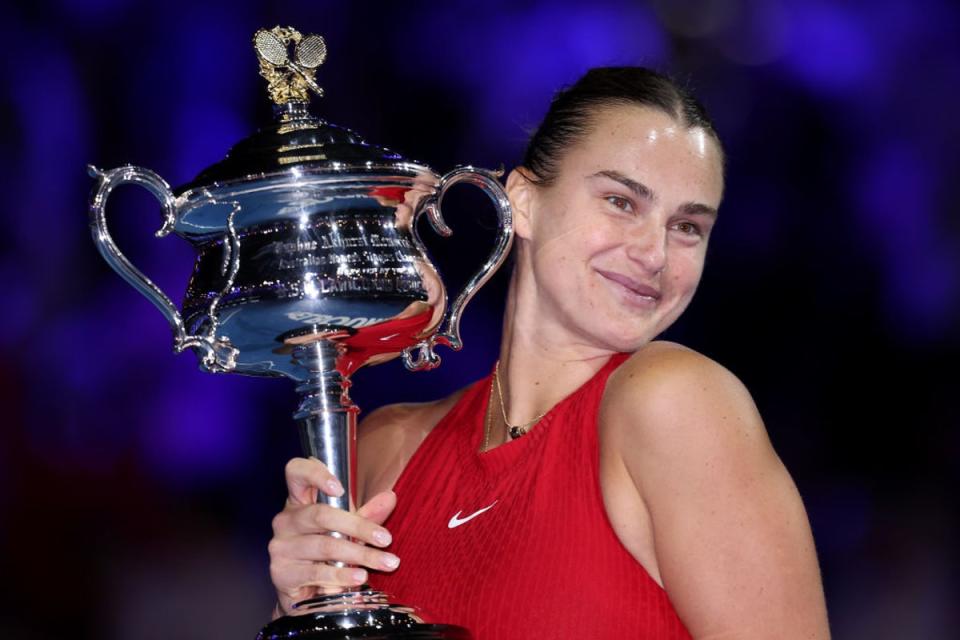 Aryna Sabalenka beat Qinwen Zheng in straight sets to retain the Daphne Akhurst Memorial Cup in Melbourne  (Getty)