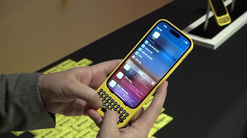 A smartphone accessory in the form of a keyboard.