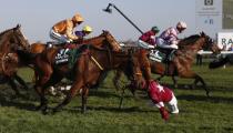 Britain Horse Racing - Grand National Festival - Aintree Racecourse - 8/4/17 Donagh Meyler falls off of Measureofmydreams during the 5:15 Randox Health Grand National Reuters / Phil Noble Livepic