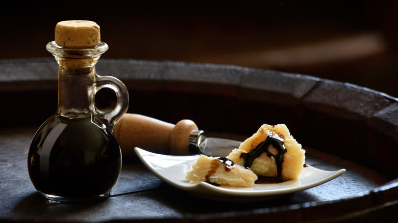 Glass bottle of balsamic vinegar