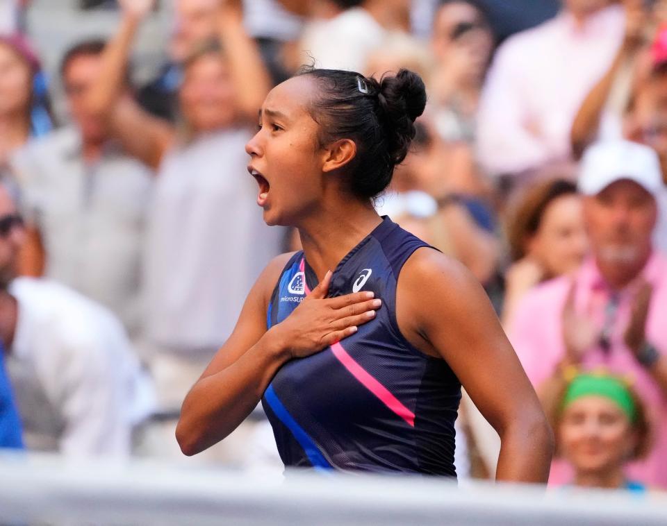 Leylah Fernandez defeated Elina Svitolina in three sets for her third consecutive win over a top-20 player.