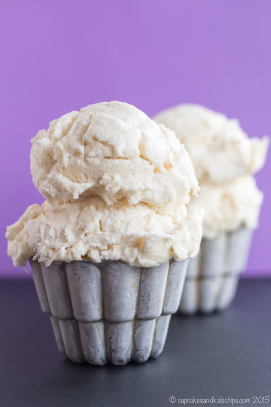 <p>Cupcakes & Kale Chips</p><p>Satisfy your cheesecake and ice cream cravings in one frozen dessert with just four ingredients in this easy no-churn ice cream recipe.</p><p><strong>Get the recipe: <a href="https://cupcakesandkalechips.com/vanilla-bean-cheesecake-no-churn-ice-cream/" rel="nofollow noopener" target="_blank" data-ylk="slk:No-Churn Cheesecake Ice Cream;elm:context_link;itc:0;sec:content-canvas" class="link ">No-Churn Cheesecake Ice Cream</a></strong></p>