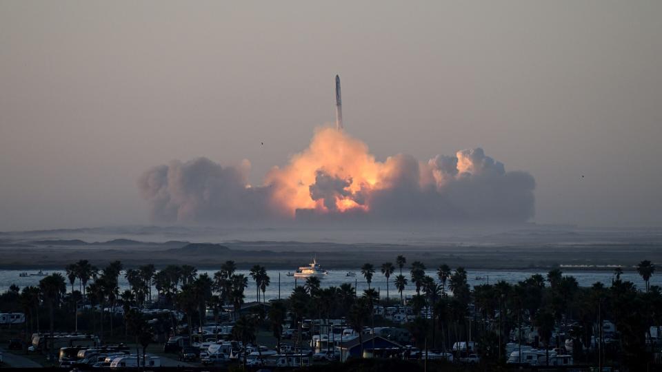 SpaceX's Starship rocket launches from Starbase during its second test flight in Boca Chica, Texas, on November 18, 2023.